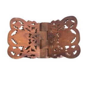 VINTAGE INTRICATELY CARVED WOODEN BOOK STAND
